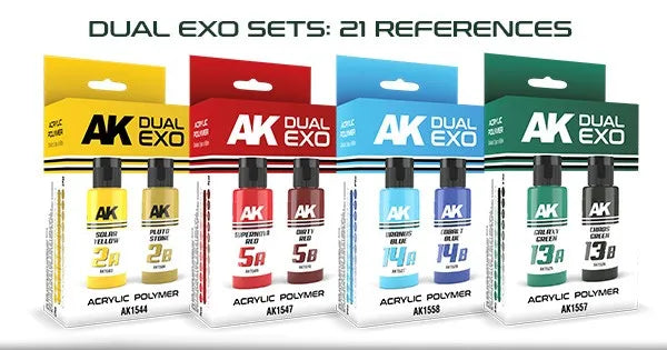 peinture dual exo pour figurines, conditionnées par deux pots AK interactive