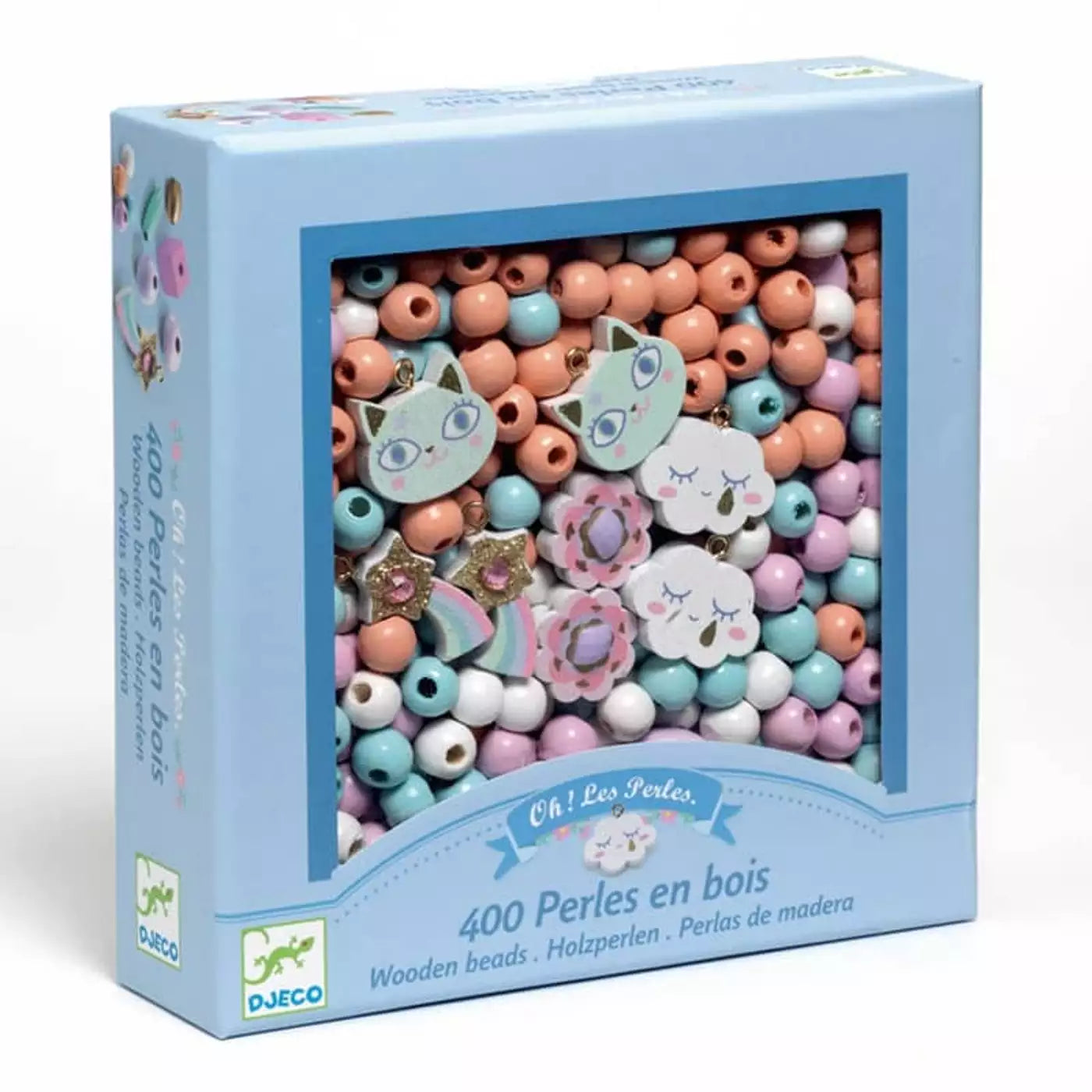 Perles en bois, arc-en-ciel