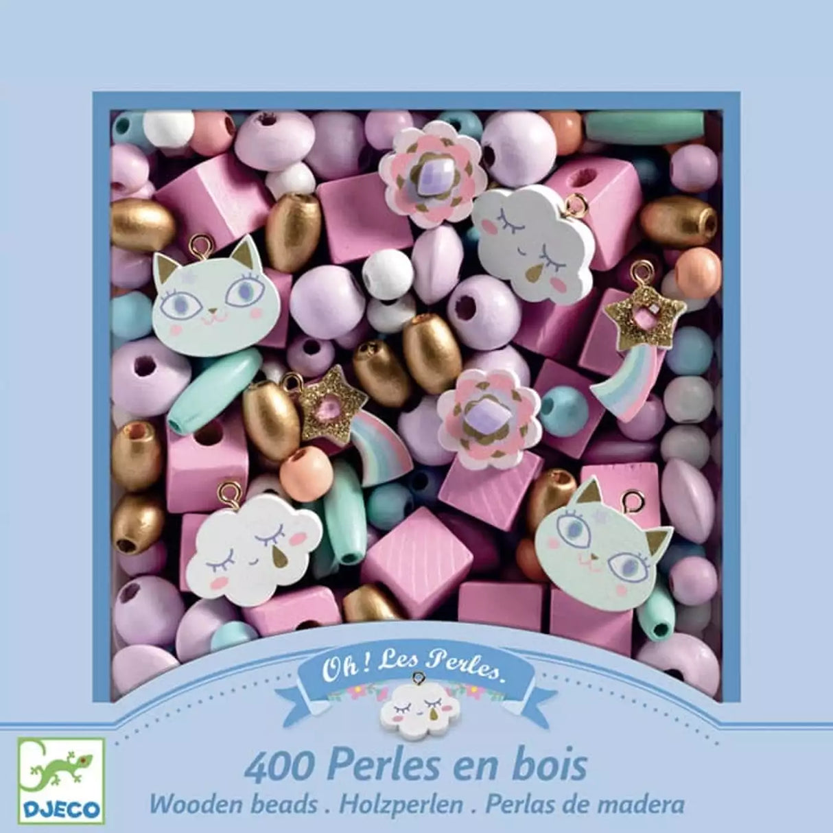 Perles en bois, arc-en-ciel