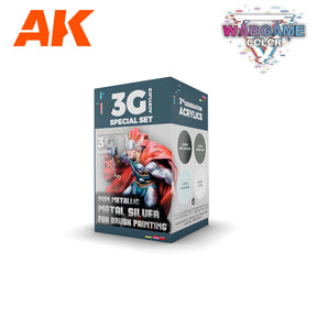Peintures AK 3GEN - Kit Wargame Color - Métaux argentés non métalliques (NMN) - Lootbox