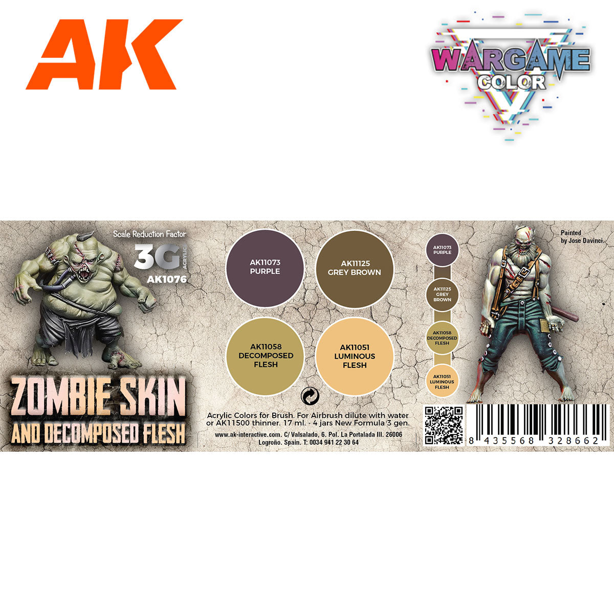 Peintures AK 3GEN - Kit Wargame Color - Peaux de zombies - Lootbox