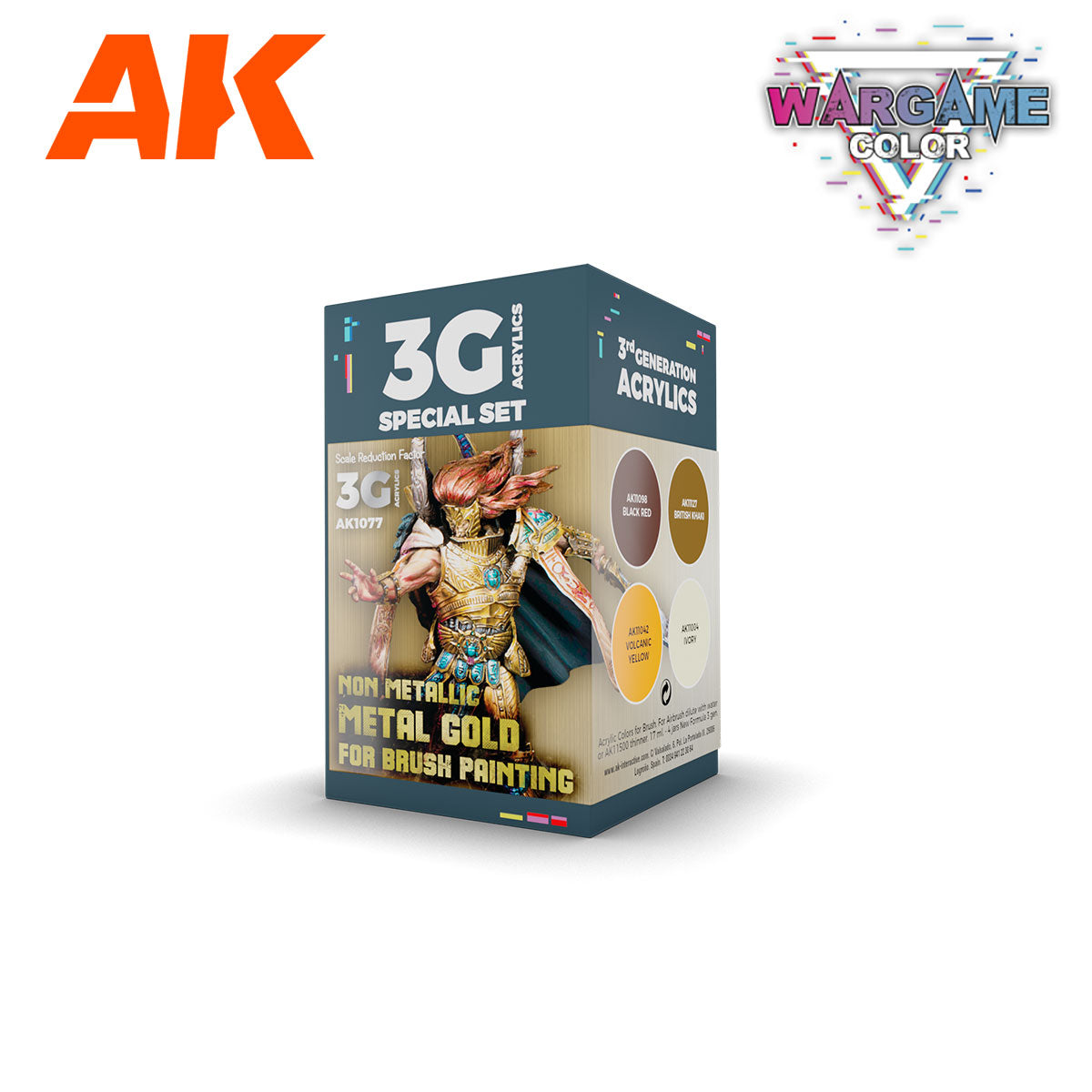Peintures AK 3GEN - Kit Wargame Color - Métaux dorés non métalliques (NMN) - Lootbox