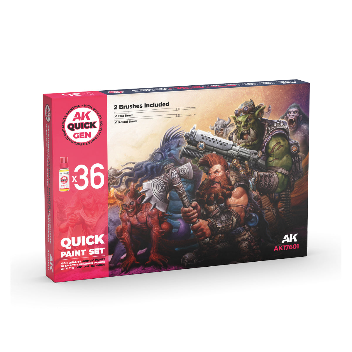 AK Quick Gen Set - 36 Colors + 2 Brushes