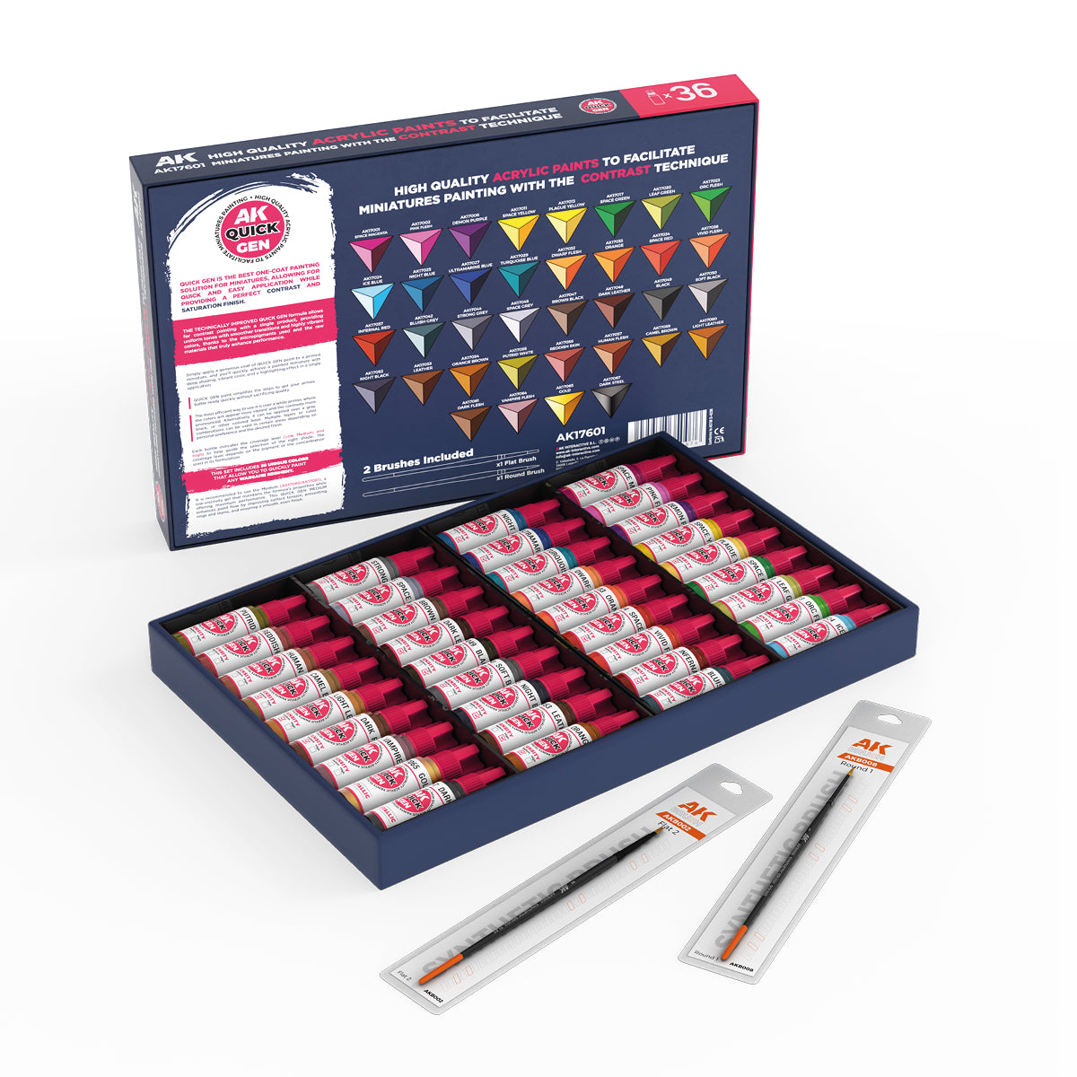 AK Quick Gen Set - 36 Colors + 2 Brushes