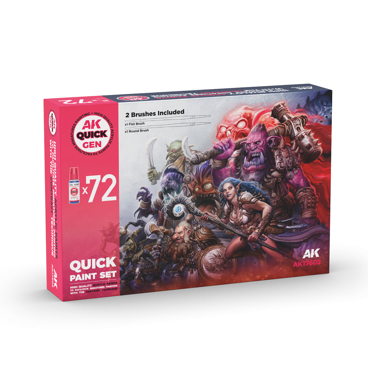 AK Quick Gen Set - 72 Colors + 2 Brushes