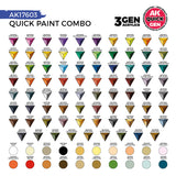AK Quick Gen Set - Combo Set 100 Colors (80 Quick Gen + 20 Acrylic 3Gen + 3 Brushes)