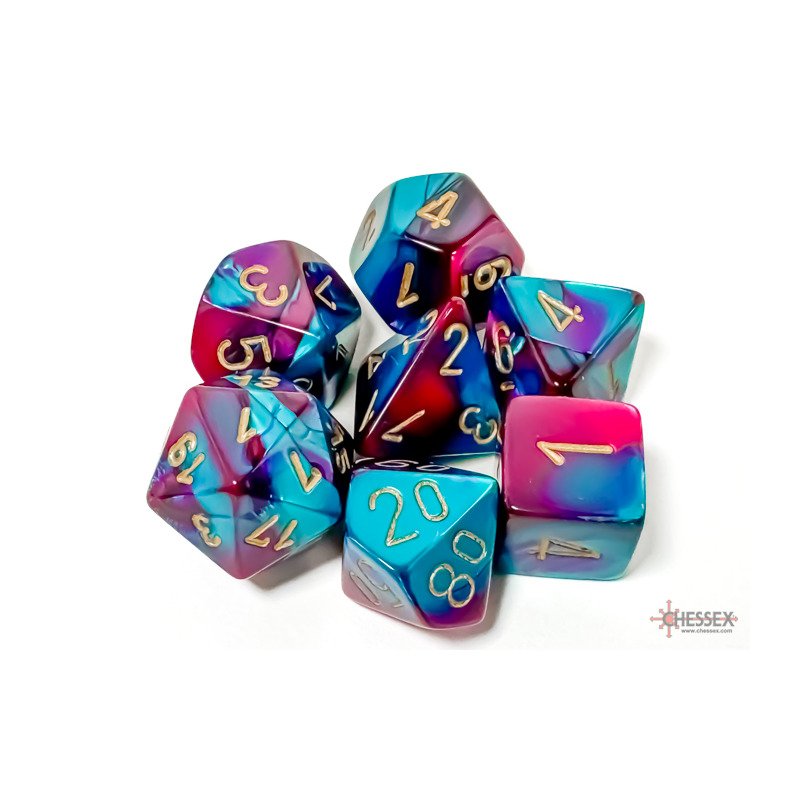 Set de 7 dés JDR - Gemini Purple - Teal / Gold