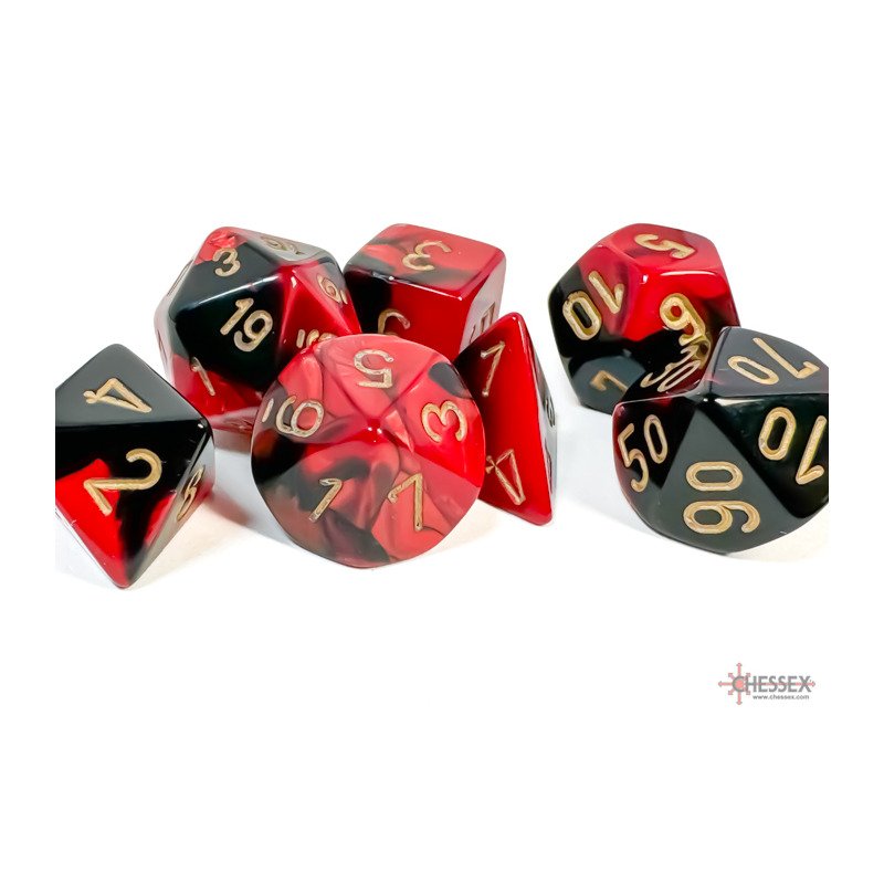 Set de 7 dés JDR - Gemini Black - Red / Gold