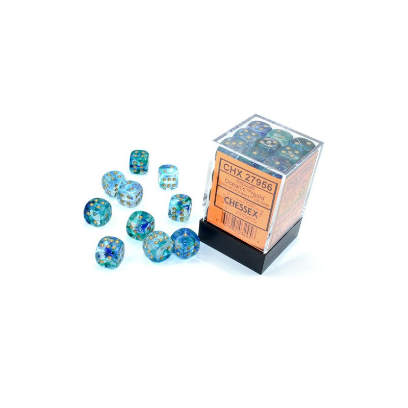 Set de 36 dés D6 - 12mm - Nebula Oceanic / Gold Luminary
