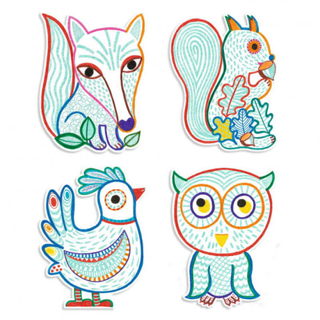 Coloriage à révéler - Animaux de la forêt