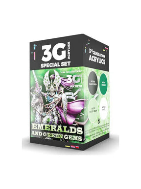 Peintures AK 3GEN - Kit Wargame Color - Emeraudes et gemmes vertes - Lootbox