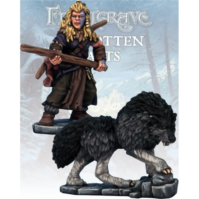 Figurines frostgrave de chasseur barbare accompagné de son chien de guerre