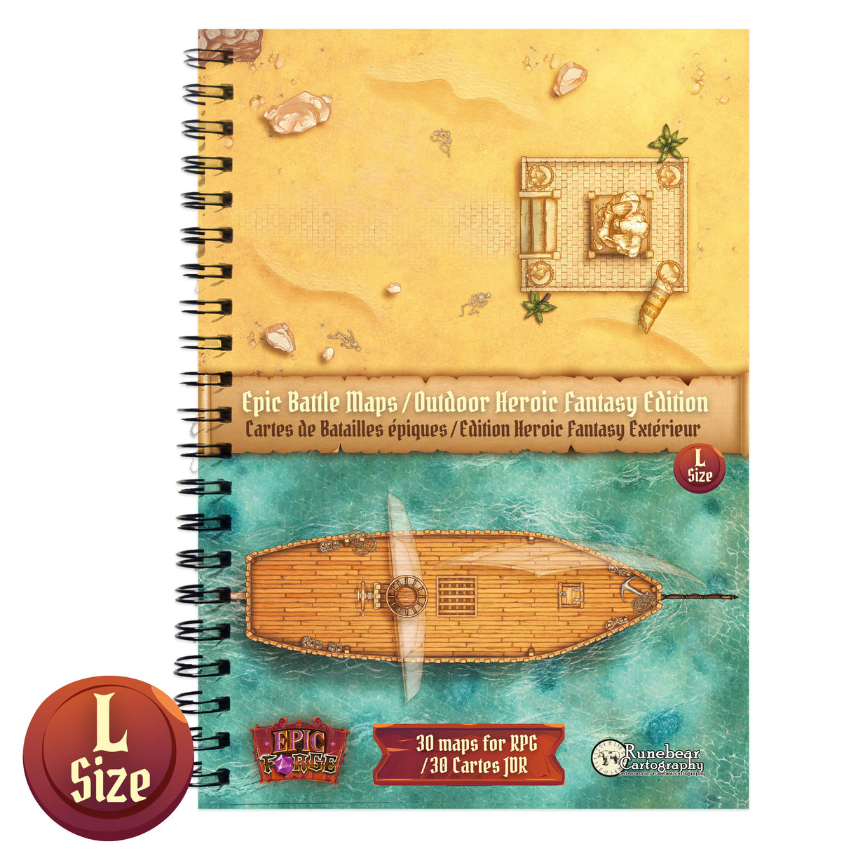 Livre Battlemap - Heroic Fantasy (Format A4, Couverture rigide)