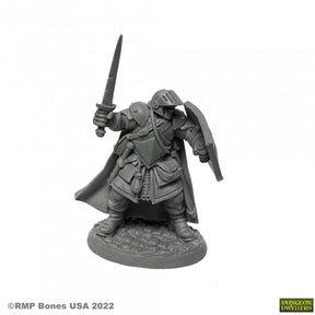 figurine de chevalier ou paladin en armure avec épée et bouclier