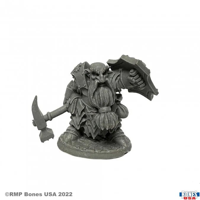 figurine guerrier nain reaper miniature avec marteau et bouclier