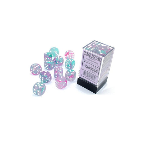 Set de 12 dés D6 - 16mm - Nebula Wisteria / White Luminary