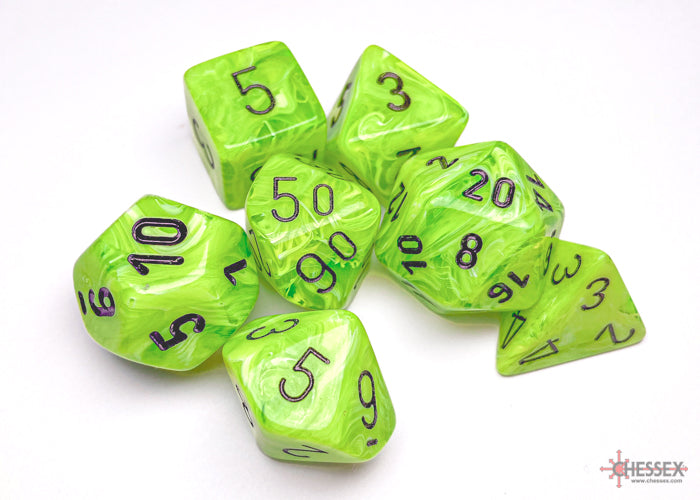 Set de 7 dés JDR - Vortex Bright Green / Black