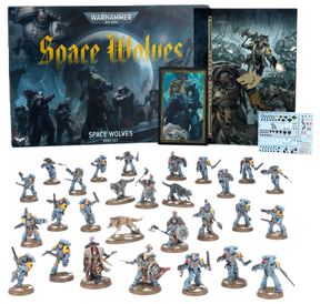 boite d'armée space wolves, avec les figurines contenues dans l'army set
