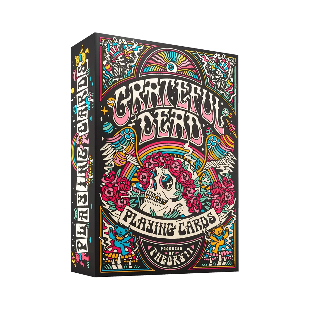 cartes à jouer illustrées dans le style du groupe grateful dead